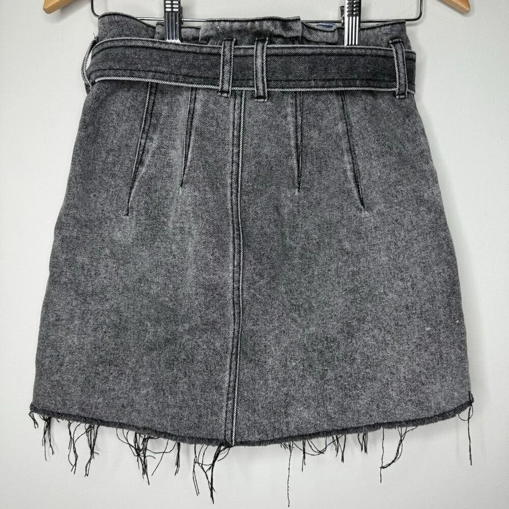 We The Free Black Denim Mini Skirt Jean Short Fringe Punk Sz 27